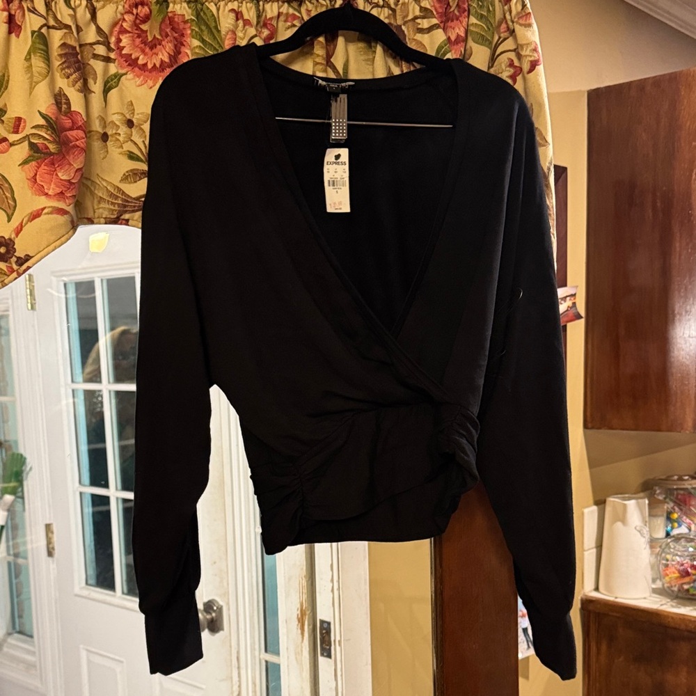 Express Black Wrap Blouse